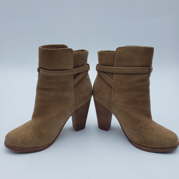Joie Dune Rigby Bootie Boots 5 Womens Suede Crisscross Ankle Heels Brown - Picture 5 of 8